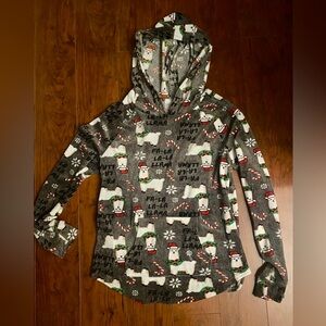 Christmas/holiday Llama pullover sweater with hood